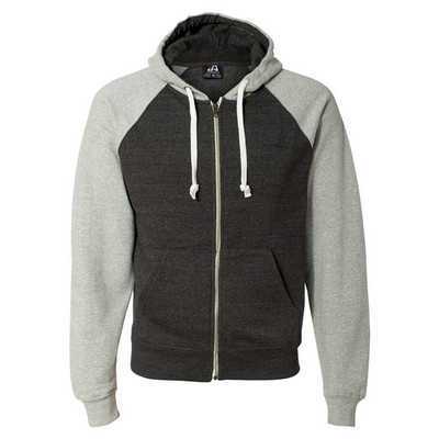 J.America Triblend Colorblock Zip Hood