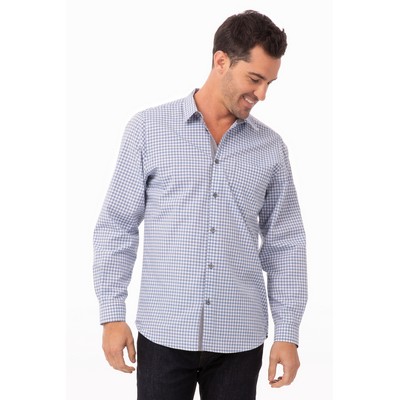 Modern Gingham Long Sleeve Dress Shirt- Strong Blue -S