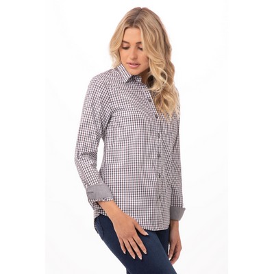 Modern Gingham Long Sleeve Dress Shirt- Chocolate -2XL